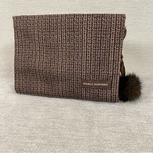Merle Norman Brown Tweed Print Clutch
